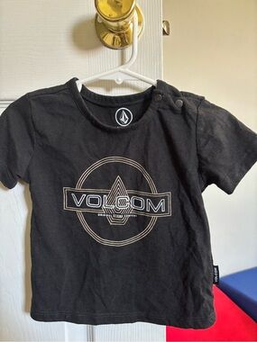 Volcom Black Kids Logo Tee with Cream Graphic